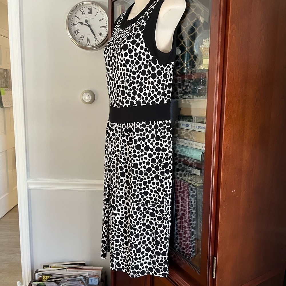 Talbots Sleeveless Dress 8P Black and White Splotches Spotted - Picture 8 of 14